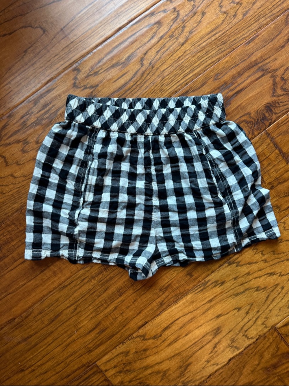 Free People Black and White Gingham Pull-On Shorts